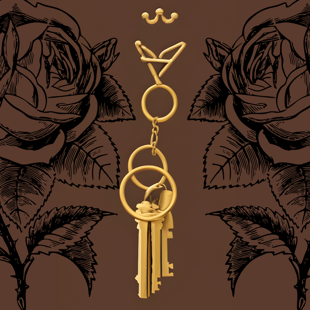 An illustration of Hekate's key number 13 and roses